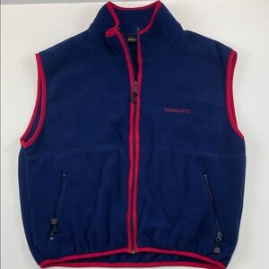 Timberland Men’s Fleece Vest Blue Red Zip Up Outdoor Hiking Size XL